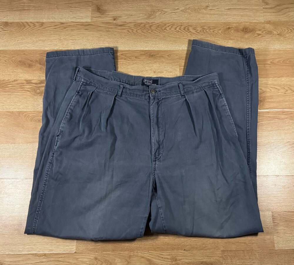 Vintage Polo Ralph Lauren Pleated Chino Pants Blue 36x36 USA Made